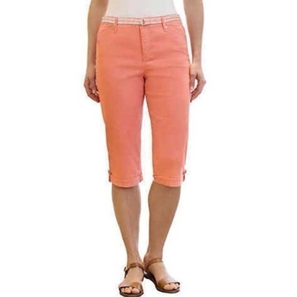 Gloria Vanderbilt Belted Skimmer Capris Pants 16